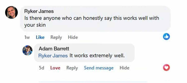 Customer review on Facebook