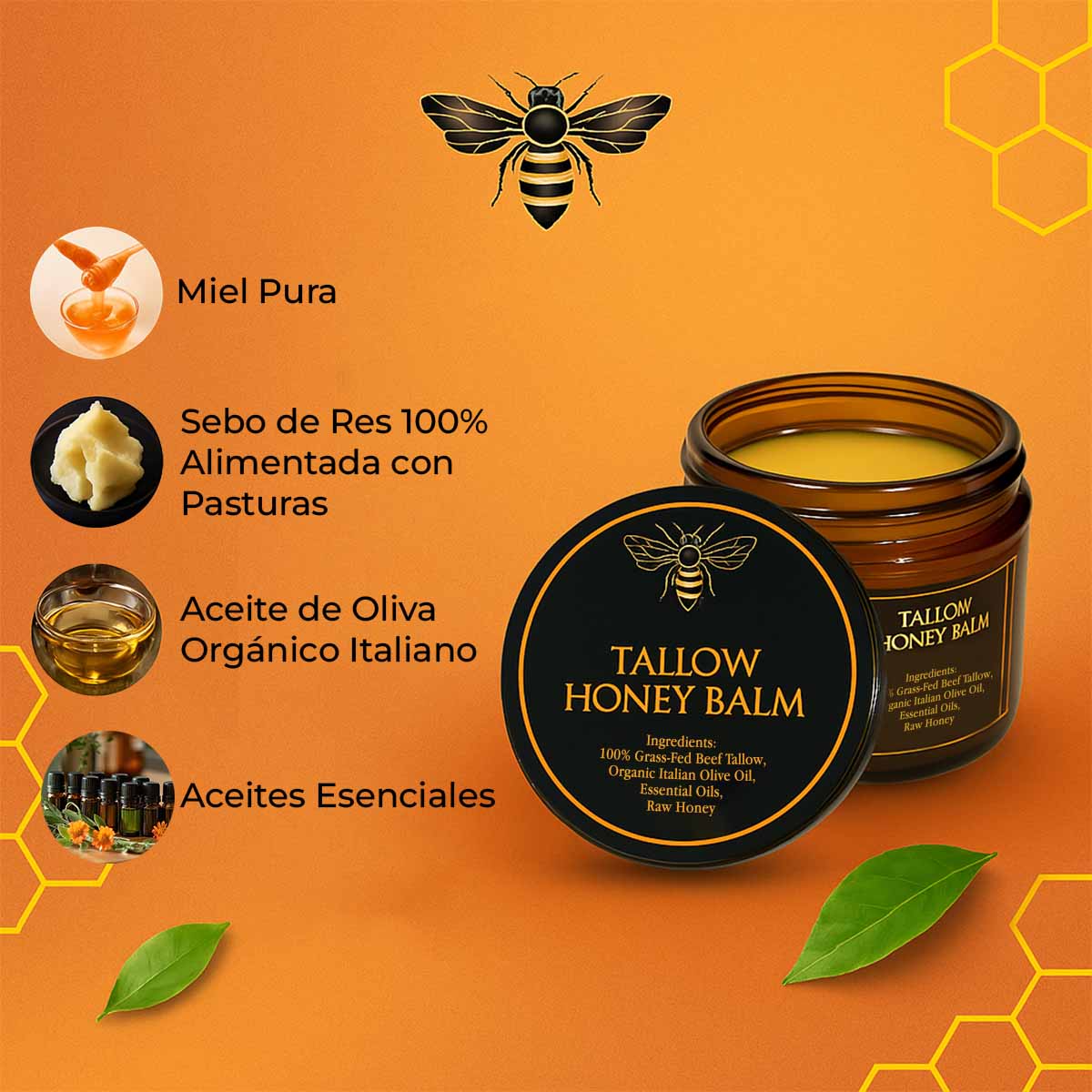 Golden Tallow – Bálsamo Puro de Sebo y Miel