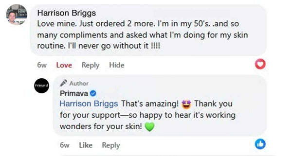 Customer review on Facebook