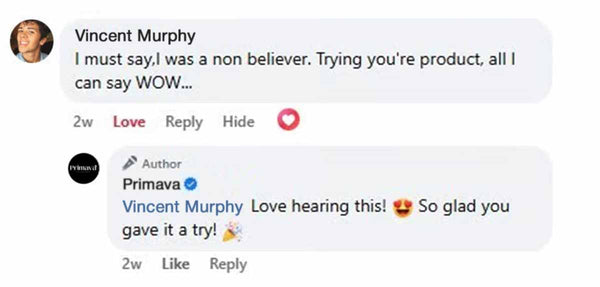 Customer review on Facebook